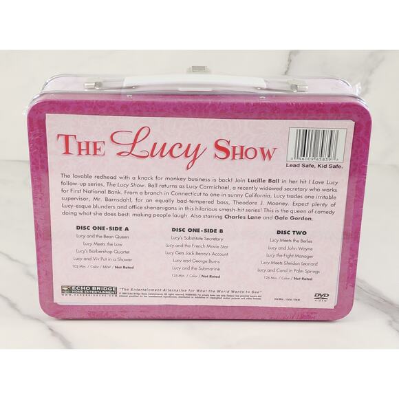 The Lucy Show Pink Tin Lunch Box New Sealed Included 2 DVD Lucille Ball 2009 - Picture 6 of 14